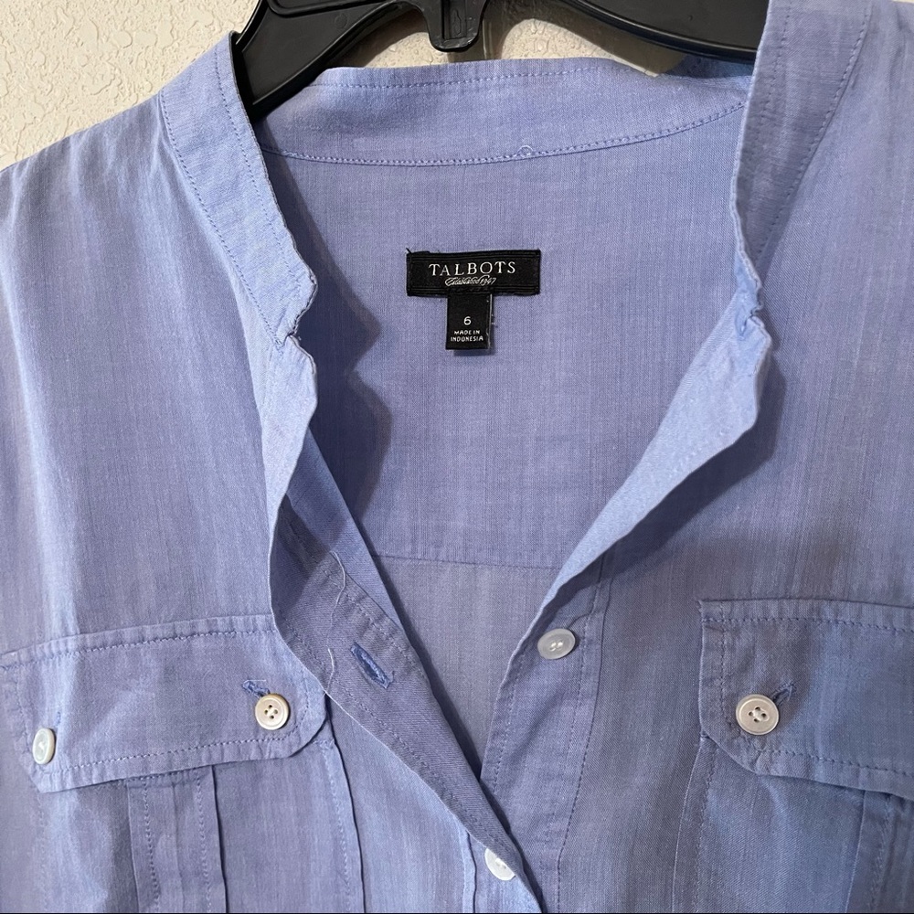 Talbots Blue Half Button Down Top - image 2